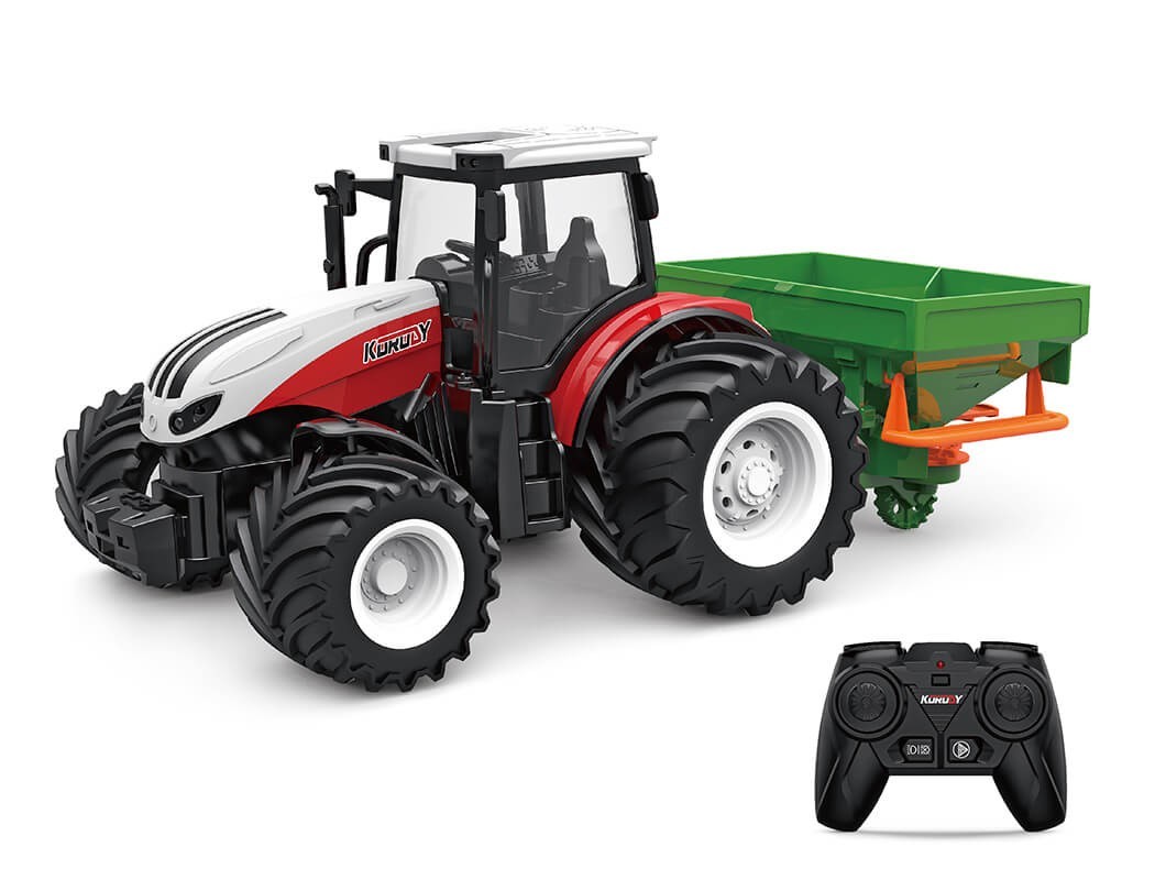 Tracteur RC rouge Korody 1/24 avec semoir à engrais radiocommandé K-6635K