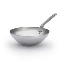 De Buyer Premium MINERAL B Steel 2.5L Wok, Suitable for Induction, Silver