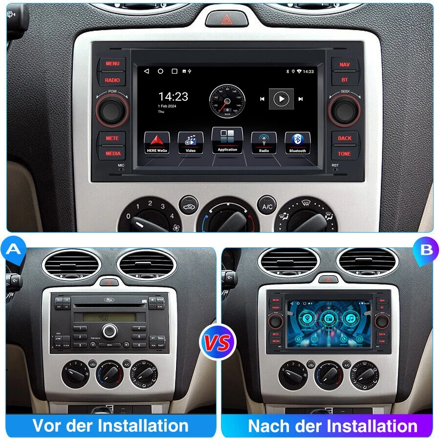 Für Ford Focus Fiesta Kuga Mondeo Transit DAB+ 64G Android 14 Autoradio Carplay - Bild 4 von 4