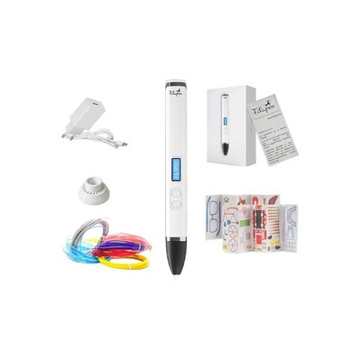 Filapen  Premium 3D Stift Weiss mit 5 Filamenten und Schablonen