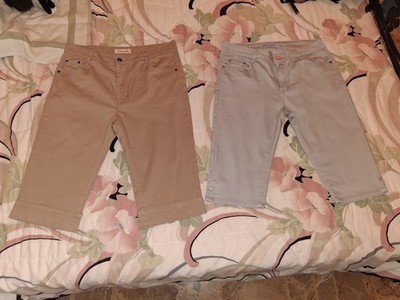 2 Übergangshosen Capri Pinocchietti Baumwolle Stretch bequeme Größe