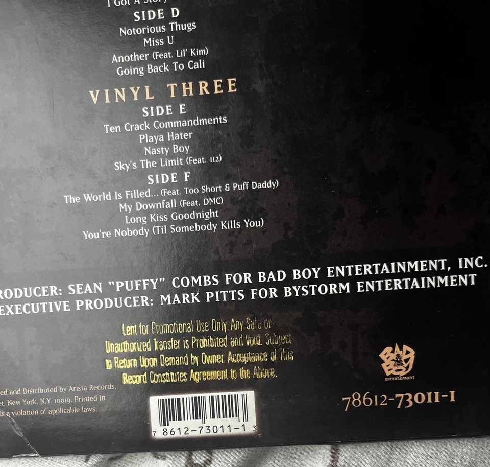 RARE PROMO The Notorious Big Life After Death 3LP Vinyl Record Black White Label - Image 3 of 4