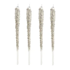 Kurt Adler Glass Ornaments for Christmas Tree, Icicles with Glitter (Pack of 4)