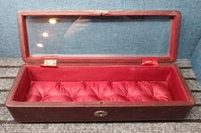 Antique Victorian Napoleon III Red Upholstered Leather and Silk Jewelry Box