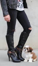 Women Fashion Boot Bracelet Brown Metal Chain Shoe Skull Biker Gothic Style SET