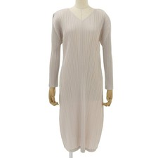 PLEATS PLEASE one piece V-neck Long sleeves beige polyester Women 2 PP33JH167