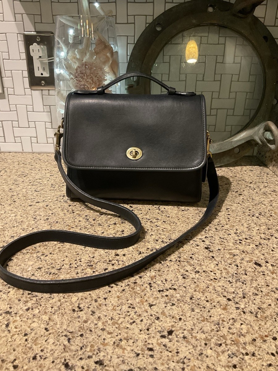 Coach Vintage Court Bag Glovetanned Leather 9870 Navy Blue | eBay