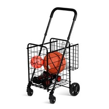 Shopping Cart Functional Basket Folding Storage Trolley Adjustable Handle