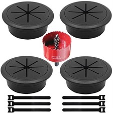 4 Pack Desk Grommet 2 Inch 50 mm , Desk Hole Cover for Cables, Black Desk Cord