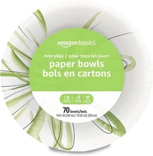 Amazon Basics Everyday Paper Bowls, 10 Oz, Disposable, 70 Count, White 