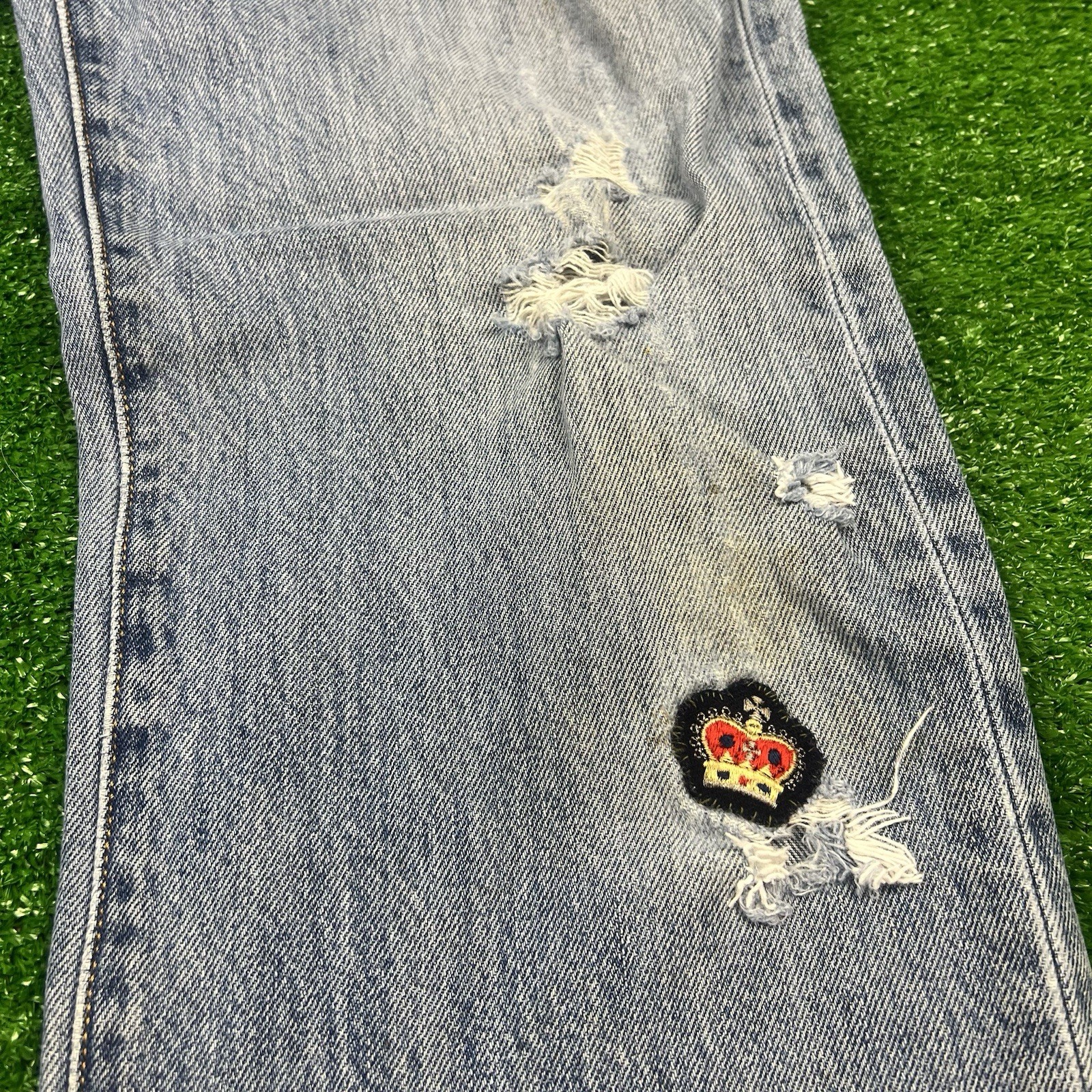 Custom Levis 501 Patchwork Jeans 33x36 Straight L… - image 8