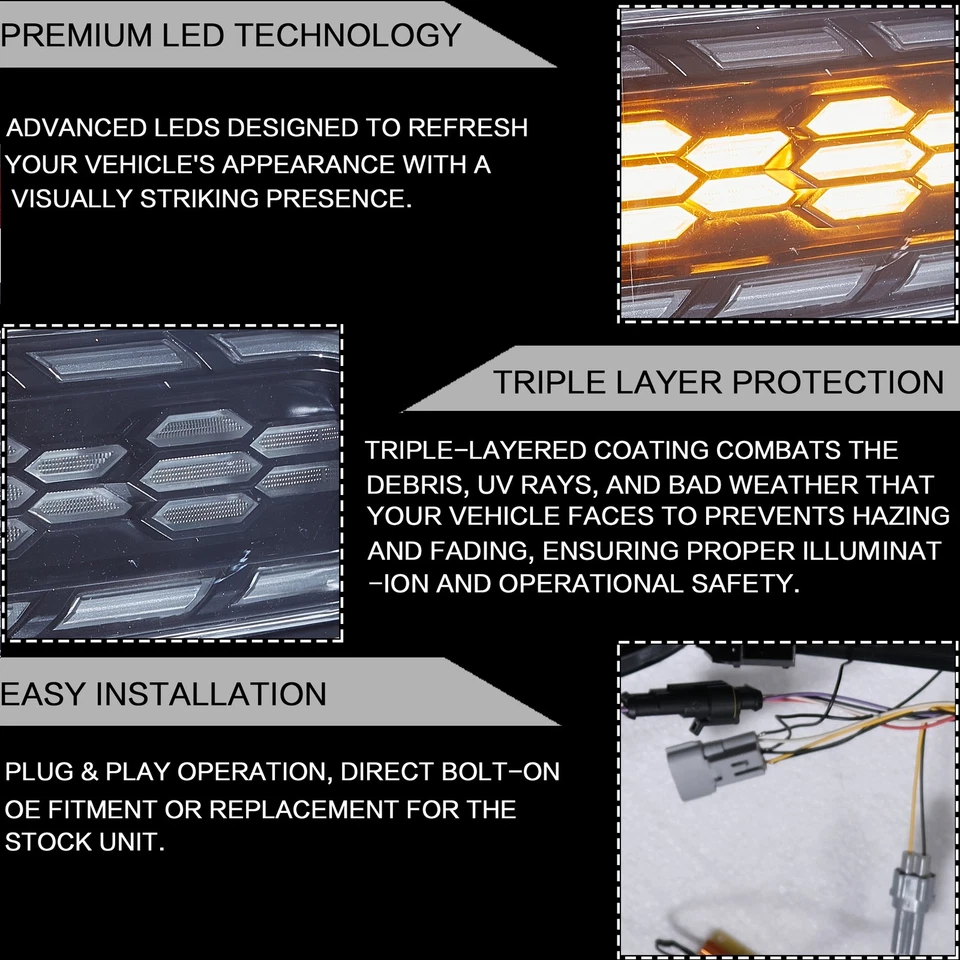 VLAND LED Headlights For Toyota FJ Cruiser 2007-2017 W/ Animation & Sequential - Image 3 of 4