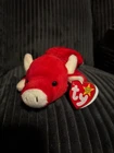 Vintage 1995 Ty Beanie Baby Snort the Bull Retired Original with Tags