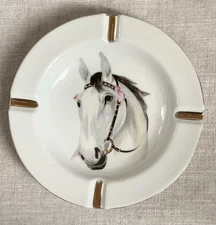 Vintage Large HORSE ASHTRAY Decorative Plate Wall Decor Trinket Dish Equestrian