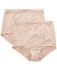 Bali E3732 Women's Firm Control Tummy Panel 2 Pack X710 Nude Jacquard Size L