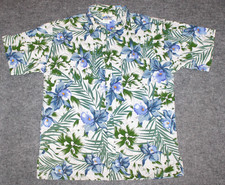 vintage SEARS ALOHA HAWAIIAN S/S SHIRT 80s Made USA Tiki Island Floral L Shirt