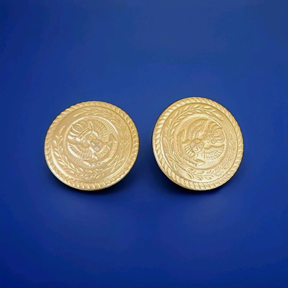 12 Gold-tone Shank Buttons. 6 Matched Pairs. - Image 2 of 4