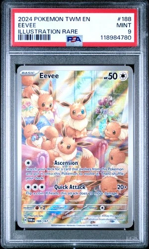 2024 POKEMON TWM EN-TWILIGHT MASQUERADE ILLUSTRATION RARE #188 EEVEE PSA 9