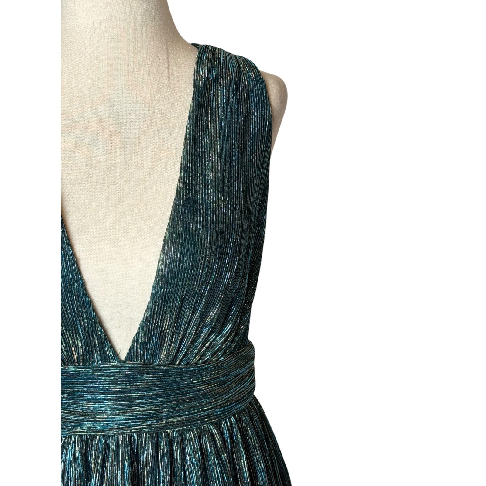 Lulus Ailey Skater Dress Women Small Teal Blue Gold …