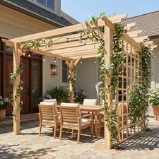 3 x 3 m Wooden Pergola, Garden Pergola Gazebo Arch with Grape Trellis