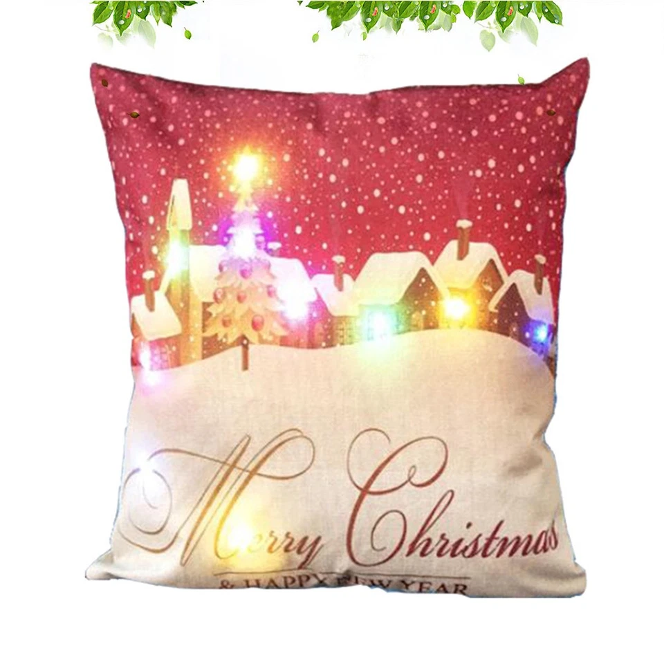 LED taie d'oreiller sur le thème de noël lin Festival housse de coussin coussin - Photo 2/4