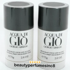 Lot of 2 - Acqua Di GIO by Giorgio Armani Men 2.6 oz 75 g Alcohol-Free Deodorant