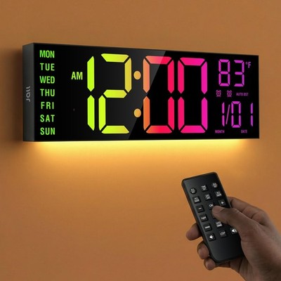 JALL 16 Large Digital Wall Clock with Remote Control, Dual Alarm with Big LED Sc