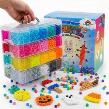 14000Pcs Pony Beads Kit, 40 Colors Rainbow Rave Kandi Beads for Bracelets wit...