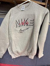 G-Vintage Nike Air Crewneck Sweatshirt Youth-sm Embroidered Tan NOS