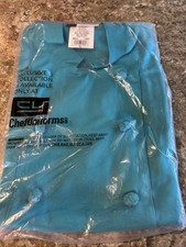 Chef Uniforms 3-Pocket Short Sleeve Knotted Button Chef Coat Turquoise Womens XL