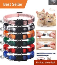Charming Plaid Cat Collars with Breakaway Safety Bells - 6-9 in Adjustable Fit