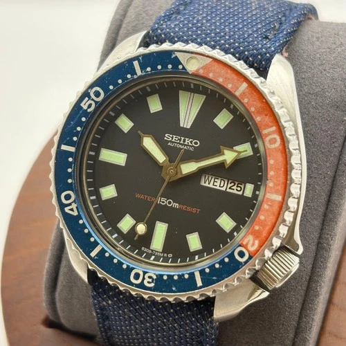 Seiko Automatic Diver Watch 6309 7290 Pepsi Rare Vintage Wrist 20cm