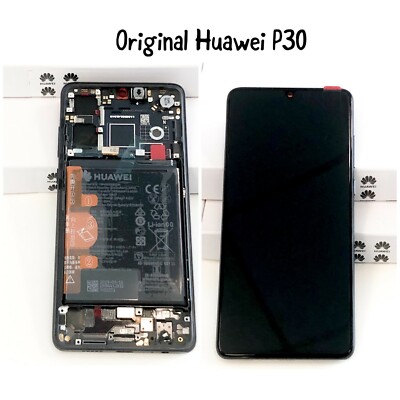 Original LCD Display Einheit Anzeige Touch Screen Glas Rahmen Black Huawei P30 