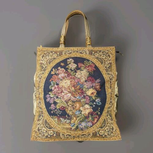 Lote de 4 piezas de bolso de tapiz raro vintage, bolso de mano y monedero de principios a mediados de siglo - Imagen 3 de 19