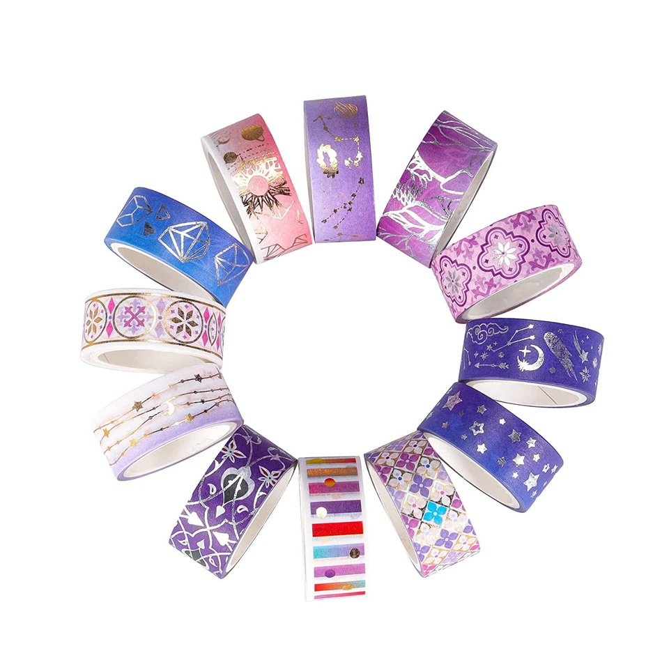 Набор лент Galaxy Washi маскировочная лента фиолетовые звезды серебряная фольга декоративная лента - Изображение 2 из 4