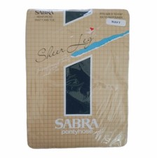 Sabra Pantyhose Navy Fits 5'- 5'10" 100-150 lbs Sheer Leg Reinforced NOS