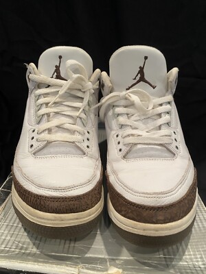 NIKE Air Jordan 3 Retro OG White / Dark Mocha #136064-121 Vintage 2001 Shoes 12 2001 NIKE AIR JORDAN III 3 RETRO OG WHITE MOCHA BROWN CEMENT  main image 4