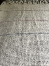Vintage Faribo Afghan Throw Ivory 50" x 60" Wool Blend Plus Washable Fringe Nice