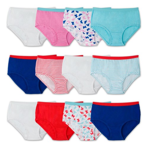 Fruit of the Loom Girl's Assorted Classic Cotton Briefs, 12 Pack, Underwear - Picture 3 of 3