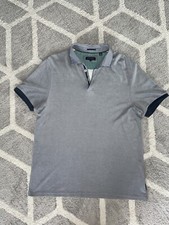 Ted Baker London Men's Gray Navy Short-Sleeve Soft-Touch Polo Shirt Size 5/US XL
