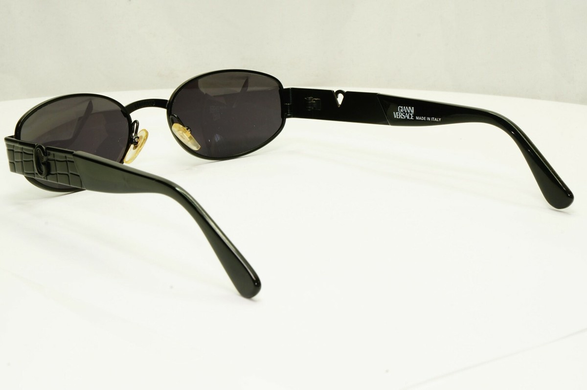 Gianni Versace 1996 Vintage Black Rectangle Metal Sunglasses MOD