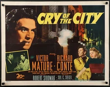 CRY OF THE CITY POSTER 1948 VICTOR MATURE RICARD CONTE HALF SHEET