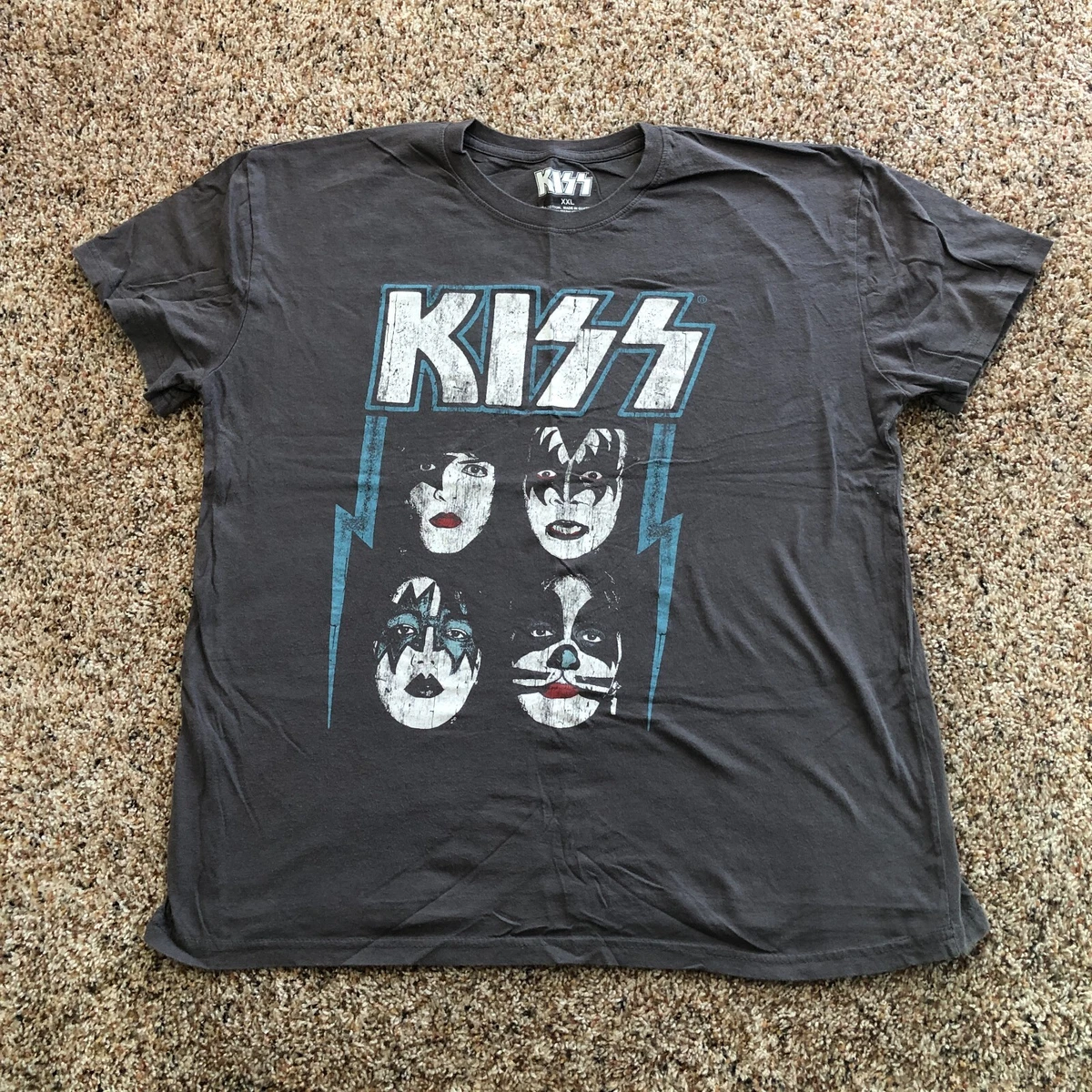 KISS Officially Licensed 70s Rock Band Tee Charcoal Gray T Shirt