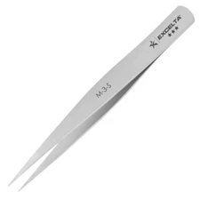 Excelta M-3-S Tweezers, Mini Straight, Very Fine Point, SS, 2.75" OAL, Mini