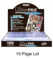15 UltraPro Platinum Hologram 9-Pocket Pages No PVC/Acid UV Safe Premium Quality