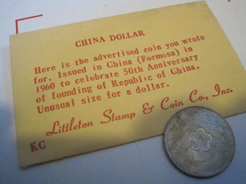 CHINA DOLLAR-FORMOSO 1960 COIN-50th anniversary of founding republic of china