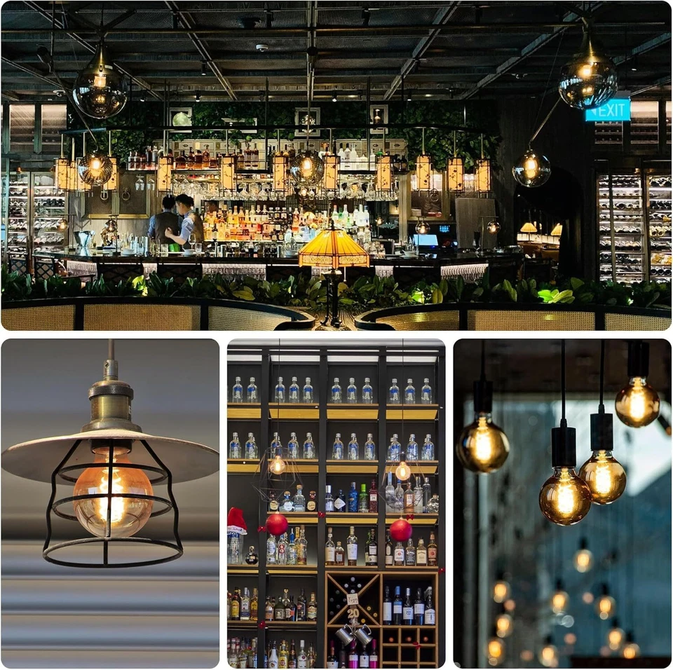 4Pk LED G25 Curved Filament Spiral Light, E26, 4.5W(40W), Clear, 2100K, 350LM - Image 3 of 4