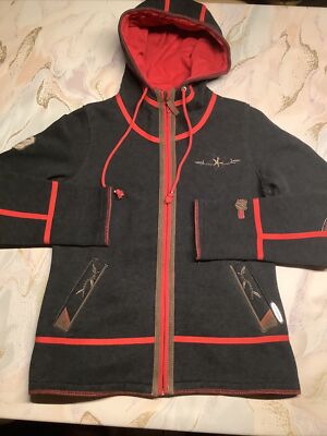 SPIETH & Wensky, Gr. S, Grau/rot, Baumwollsweatjacke mit Kapuze