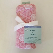 New NWT Aden + Anais Comfort Knit Swaddle Pink Sunburst Girl 47 x 47 Blanket