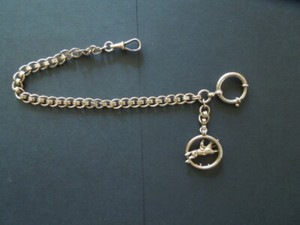 Authentic J2110 ANTIQUE POCKET WATCH CHAIN SOLID SILVER GOLD PLATED SEE DESCRIP
